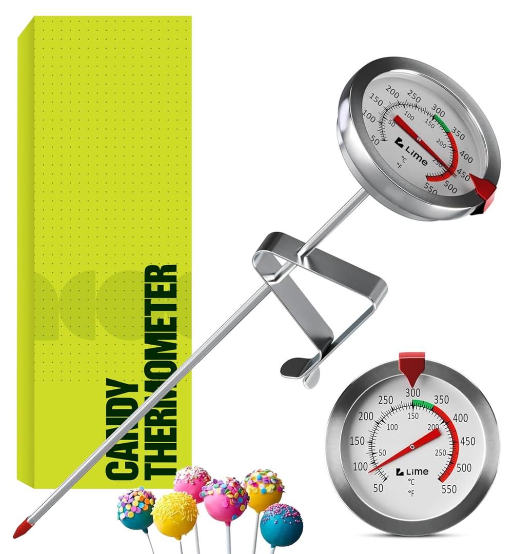 CRAFT911 Candy Thermometer with Pot Clip - Deep Fry Oil Thermometer for Frying and Candle Making (White)