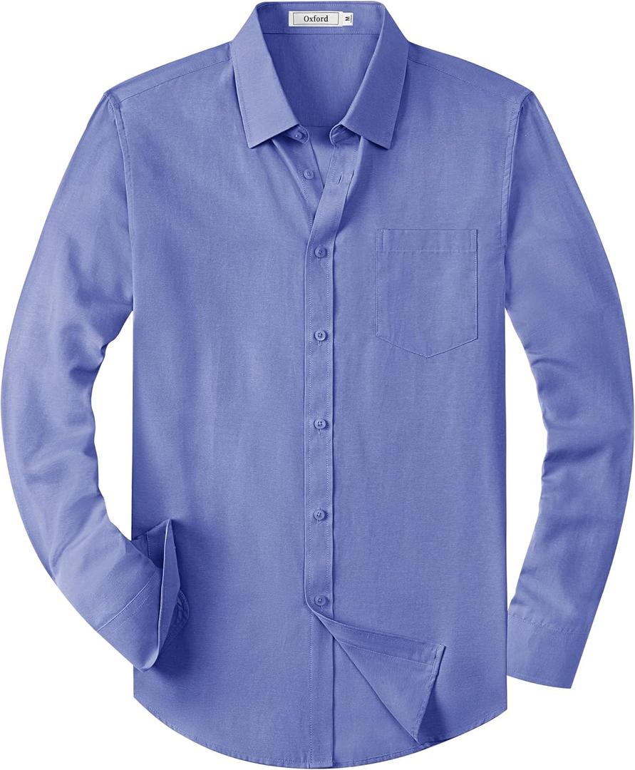 Mens Oxford Shirts Long Sleeve Business Casual Cotton Dress Shirt Wedding Dating Party Button Down Tops with Pocket (S)