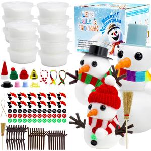 Tuzuaol 12 Pack Snowman Making Kit for Kids, Build a Snow Man Craft Kits for Girls, Boys, Christmas DIY Crafts Stocking Stuffers for Kids, Xmas Gift Activities Party Supplies
