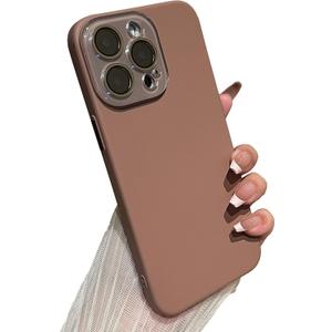 Caseative for iPhone 13 Pro Max Case,Solid Color Full Camera Lens Protection Phone Case (Brown)