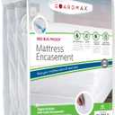 Guardmax Jersey Knitted King Zippered Mattress Encasement - Waterproof & Bed Bug Proof Mattress Protector - Comfortable, Soft, and Noiseless Zippered Bedding - Dust Mite Proof (78 x 80 x 12) (White)