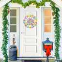 2 x Easter Decoration Wooden Door Wreath for Front Door Sign Cute Bunny Flower Eggs Wooden Door Hanger Rabbit Spring Decoration Happy Easter Welcome Hanging Sign for Outdoor Indoor Wall Home Decor