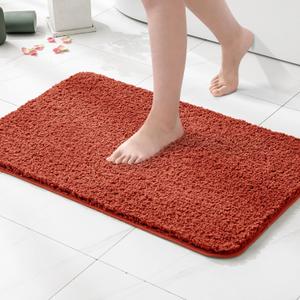 MIULEE Rust Bathroom Rugs Non Slip Bath Mat 24'' x 40'' Shaggy Soft Bath Rug Plush Microfiber Absorbent Water for Shower Tub Machine Washable (24x40 Inches)