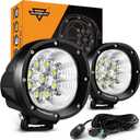 Auxbeam P4 Series Flood Beam LED Pods 4 Inch 90W Round Offroad Fog Lights Driving Flood Light Bar Bumper A-Pillar Hood Mount for Trucks ATV UTV Motorcycle Jeep