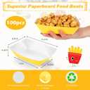 Yinkin 100 Pcs 2lb Paper Food Trays Boat 2lb Disposable Nacho Trays Kraft Paper Boat for Tacos Concession Easter Graduation Birthday Wedding Christmas Halloween Valentine Party Supplies(Yellow)