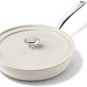 Redchef Ceramic Deep Saute Pan with Lid, Large Jumbo Cooker 3.5QT, 11" Frying Pan Nonstick with Stay Cool Handle, Non Toxic Cooking Skillet, Kitchen, Induction Dishwasher Safe, PFOA & PFAS Free(Beige)