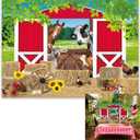 BINQOO 8x6ft Red Barn Farm Backdrop Rustic Animals Green Grass Haystack Scenery Background Little Farmer Barnyard Kid Birthday Baby Shower Party Decoration Banner