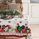 XCHI Love Heart Santa Claus Christmas Tablecloth Rectangle Winter Table Cloth Washable Table Covers for Indoor Dining Home Party Xmas Decorations 60x104 Inch