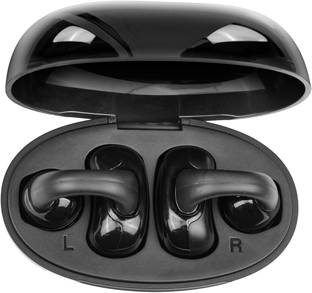 Wireless Ear Clips Earbuds Open Ear Clips Earbuds Ear Clips Headphones Bluetooth Stereo Sport Earphones with Mic Noise Canceling Lightweight Waterproof (Black)