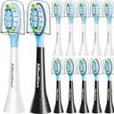 Sonicare Replacement Heads, Electric Toothbrush Replacement Heads Compatible with Philips Sonicare - 12 Pack (6 White+ 6 Black)