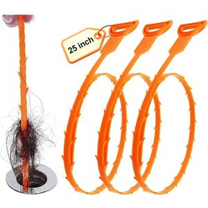Forlivese 3 Pack 25 Inch Drain Snake,Drain Clog Remover,Sink Snake for Sewer Kitchen Sink Bathroom Tub Toilet Clogged Drains Relief Cleaning Tool