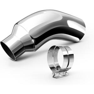 Exhaust Tip, 5 Inch Diesel Exhaust Tip Elbow Tip with a Clamp, 5'' Inlet 8'' Outlet Chrome Exhaust Tip for Pickups, Trucks and Cars