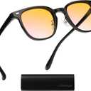 AMBEYE Gaming Glasses for Men Women 99% Blue Light Blocking Anti Fatigue & Glare Orange Lens TR90 Square Frame for Computer Use (Black)