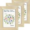 5x7 Picture Frames Set - 3 Pack - Natural Oak Wood - Tempered Glass - for Wall Photos, Family Memories, Posters & Puzzles, Home Decor