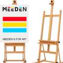MEEDEN Studio H-Frame Easel with Storage Tray, Solid Beech Wood Artist Painting Easel, Best Wooden Floor Easel, Holds Canvas Art up to 48", Basic Easel