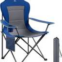 EVER ADVANCED High Back Folding Camping Chair Oversized and Fully Padded, Portable Quad Camp Lawn Chair Up to 300 lbs, with Cup Holder Armrest Carrying Bag
