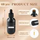 BILLIONSTARS 48 Pack 2oz Glass Boston Round Bottle with Graduated Calibrated Glass Pipettes - Black Frosted - Tincture Bottles for Essential Oils, Liquids - Leakproof Travel Bottles