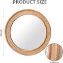 Round Rattan Mirror, 30" Circle Wall Mirror, Farmhouse Wooden Vanity Mirror with Handmade Wicker Frame, Decorative Boho Mirror for Nursery Bedroom Living Room Entryway Nature