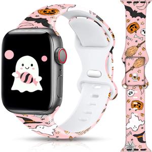 Christmas Halloween Watch Band Compatible with Apple Watch Band 38mm 40mm 41mm 42mm 44mm 45mm 46mm 49mm, Christmas Holiday Replacement Strap Band for iWatch Series Ultra SE 10 9 8 7 6 5 4 3