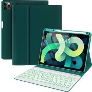 Keyboard case for ipad Air 11 inch(M2 2024)/10.9 Inch Air 5th 4th Generation & iPad Pro 11 inch (1st/2nd/3rd/4th Gen)-Backlit Detachable Keyboard, Folio Cover with Upper Easily Pencil Holder-(Teal)