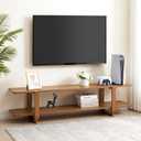 HollyHOME Bamboo TV Stand with Storage for TVs up to 65'', Modern Entertainment Center with 2 Open Shelf, Accent TV Media Console Table for Living Room, Bedroom, 55"(L), Walnut, Onesize