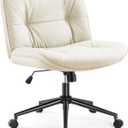Criss Cross Leg Chair  Armless Swivel Office Chair with Wheels, Wide Seat Ergonomic Computer Desk Chair, Height Adjustable Task Chair for Home, Work, Gaming  Modern Comfortable Seating (White)