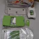 Mueller Pro-Series 10-in-1, 8 Blade Vegetable Chopper, Onion Mincer, Cutter, Dicer, Egg Slicer with Container, French Fry Cutter Potato Slicer, Home Essentials, Salad Chopper White Sand/Green