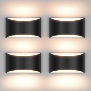 4 Pack Black Modern LED Wall Sconce Hardwired Indoor Wall Lights Up and Down Wall Mount Light Fixture for Living Room Bedroom Corridor Hallway Conservatory Warm White 3000K(with G9 Bulbs)