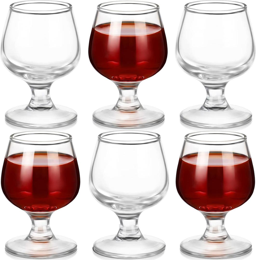 CHENGU 6 Pieces 2 Oz Mini Shot Glass Set for Whiskey, Brandy, Tequila Clear Tasting Glasses, Snifters, Cordial and Sherry Glasses