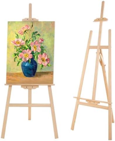 Falling in Art Easel Stand for Painting, Adjustable Wooden Easels for Painting Canvas Up to 42", Folding Art Easel for Drawing, Wedding Sign and Poster, Suitable for Kids and Adults