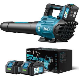 Leaf Blower Cordless, 580CFM/160MPH & 3 Speed Levels, Electric Cordless Leaf Blower with 2 * 4.0Ah Battery Powered, Blowers for Lawn Care, Blower with Extension Nozzle