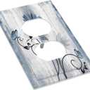 Rustic Farm Blue Daisy Floral Flowers Butterfly Outlet Covers 1 Gang Duplex Light Switch Cover Decorative Switch Plates Electrical Receptacle Faceplate Wall Plate for Farmhouse Bedroom Decor