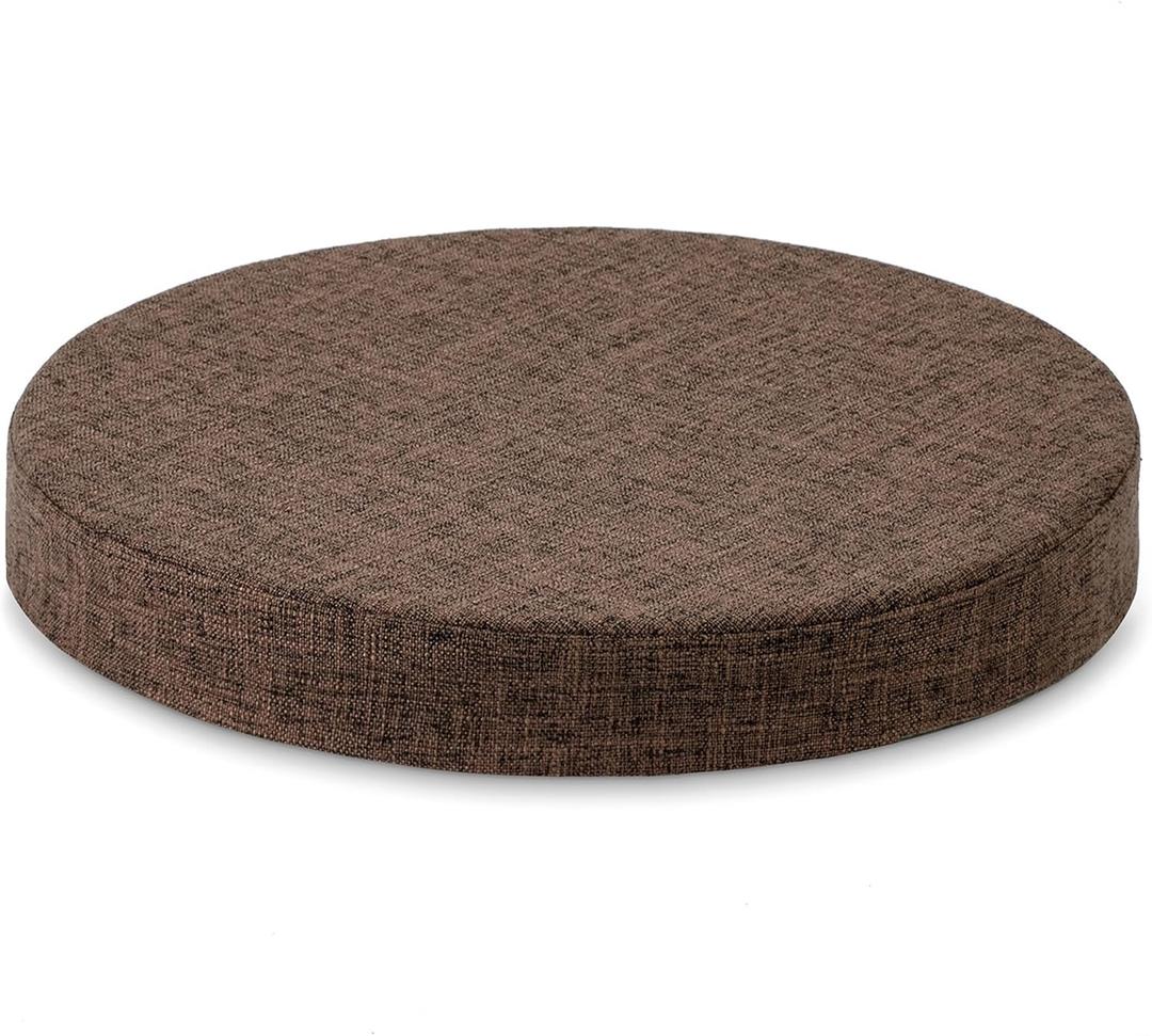 Tromlycs 14 Inch Round Bar Stool Cushion Non-Slip Foam Seat Pad Removable Cover for Circle Chairs (14x14 Inches, Brown)
