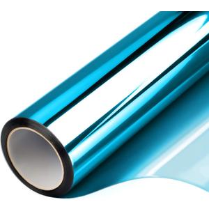 Filmgoo Window Privacy Film One Way Daytime Mirror Tint Treatments UV Heat Control Vinyl Stickers Sun Block Glass Paper Door Covering Reflective (Light Blue Silver, 17.5 Inch x 15.7 Feet)