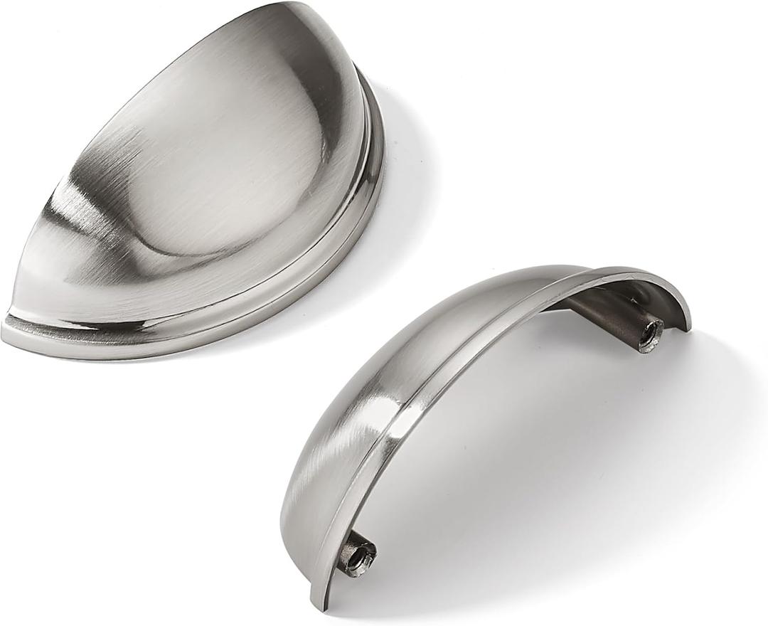 khtumeware 10 Pack 2-1/2" Drawer Pulls Brushed Satin Nickel Cabinet Cup Pulls Kitchen Hardware Cabinet Handles Drawer Handles Knobs 2.5 inch Hole Center