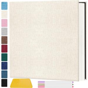 Zesthouse Large 18In Photo Album Self Adhesive 60 Pages, Scrapbook Albums with Sticky Page Holds 10x12 & 8x10 & 5X7 & 4x6 Pictures, DIY Photo Book Ideal Gift for Family Wedding Baby (Beige)