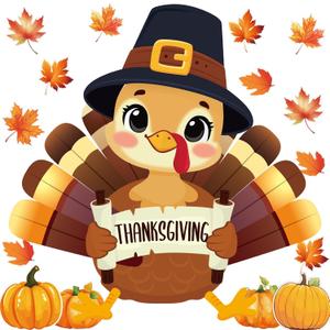 2 x Treasure Cove Turkey Bulletin Board Decoration Set Thanksgiving Turkey Cutouts for Classroom School Wall Decor Party Supplies 56Pcs