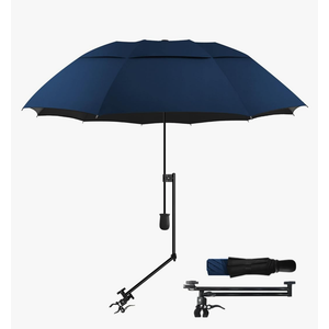 UPF 50+ Golf Umbrella with Adjustable Universal Clamp, Portable Umbrellas for Rain, Manual Open & Close, for Beach Chair, Golf Cart, Stroller, Bleacher, Patio, 53.2"