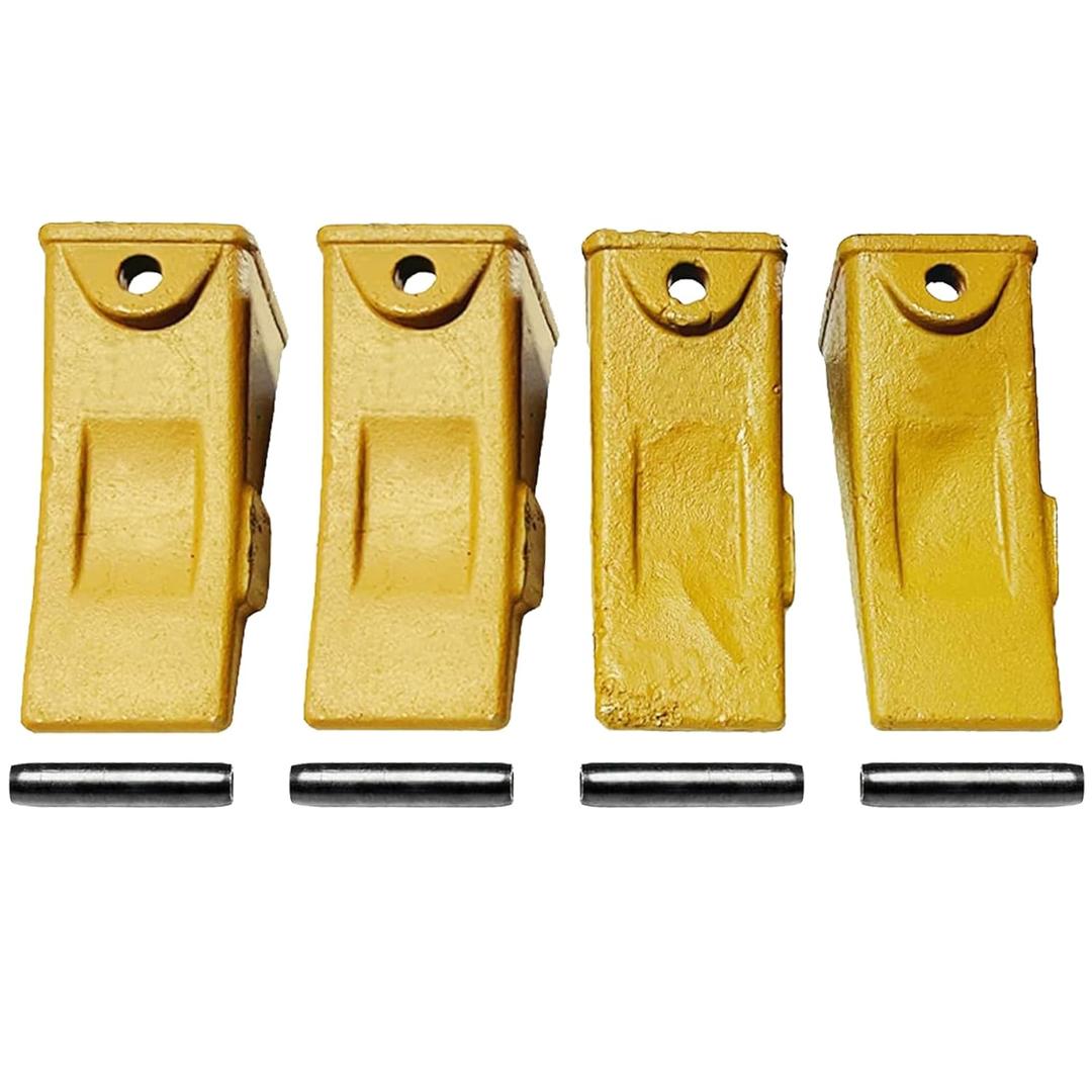 BDI Wear Parts 4 Pack X156L Long Excavator Bucket Teeth w/ P156 Roll Pins Compatible with Skid Steer, Backhoe, Mini Excavators