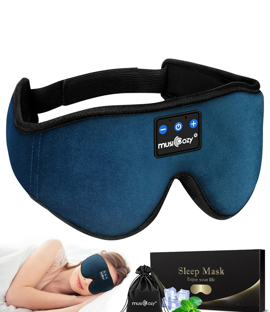 MUSICOZY Sleep Headphones, Bluetooth 5.4 Sleep Mask Headband Headphones Sleeping Eye Mask, Wireless Music Earbuds Earphones with HD Ultra-Thin Stereo Speakers for Side Sleepers Men Women