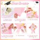 Wavwavw 30 Pcs DIY Graduation Cap Decorations Kit Grad Hats Decor Included 3D Artificial Butterfly Bow Glitter Paper Plush Alphabet Letter Stickers for 2026 DIY Grad Cap Decorations(Pink)