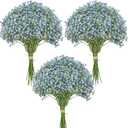 Serwalin 33pcs Babys Breath Artificial Flowers,Real Touch Blue Fake Flowers for Wedding Bouquets Centerpieces,Faux Gypsophila Babies Breath Floral Arrangement Party Home Decor(Blue)