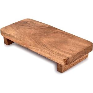 EDHAS Soapdish Acacia Wood Decorative Soap Dispenser Tray for Display Rustic Kitchen Bathroom Counter Sink Organizer for Soap Bottles (9" x 4" x 1.5")