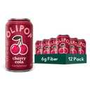 OLIPOP Prebiotic Soda Pop, Cherry Cola, Pantry Pack Packed with Prebiotics, Fiber, and Botanicals, Gluten Free, GMO Free, 12oz (12-Cans) (EXP 08/15/27)