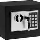 Small Electronic Safe Box With Digital Keypad & Keys - 9.05 x 6.7 x 6.7 Inches Wall Safe 0.23Cuft Mini Security Box for Coin Home Office Hotel Rooms Business Jewelry Gun (Black)