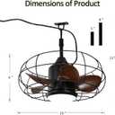 20 inch Outdoor Ceiling Fan Gazebo Fan with Light & Remote for Patio | Plug in Caged Hanging Fan, Remote Control, 3000-6000K Dimmable, 6 Speeds Reversible