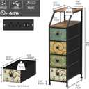 Tohomeor Narrow Dresser Tall Skinny Storage Tower Vertical Slim Chest of Drawers with Charging Station Small Nightstand Side Table for Bedroom, Bathroom, Small Spaces (Retro Flower, 4 Drawers)
