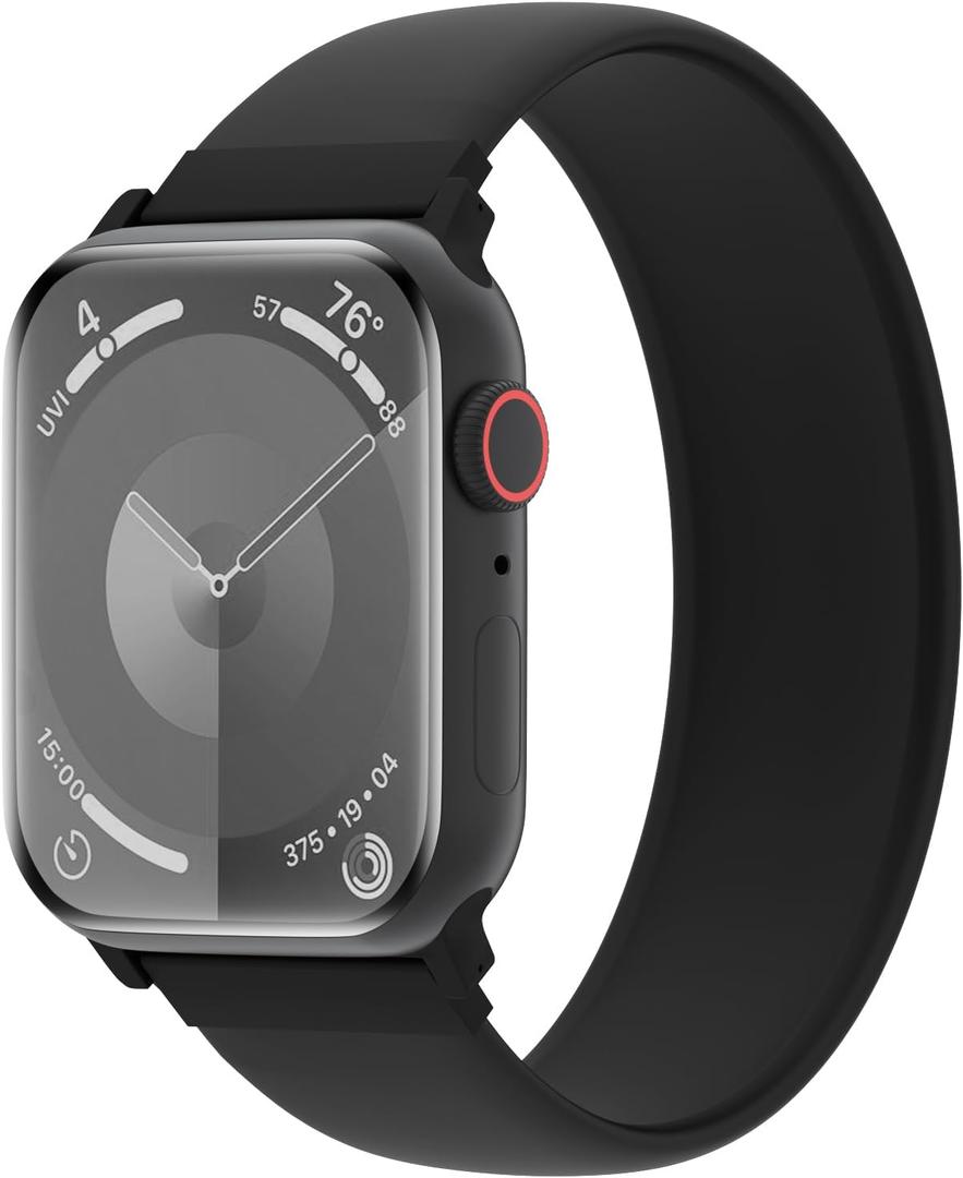 Silicone Solo Loop Bands Compatible with Watch Band  Sport Stretchy Strap Soft Replacement Wristband for iWatch Ultra/2 Series 10 9 8 SE 7 6 5 4 3 2 1 (38mm/40mm/41mm/42mm(Series 10) M, Black)