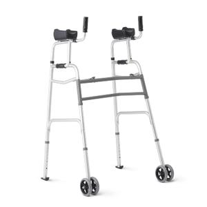 Medline Upright Walker with 5 Dual Wheels, Forearm Walker with Armrests, Height Adjustable, 300lb Weight Capacity, Height Adjustable 46-53", 31" Wide