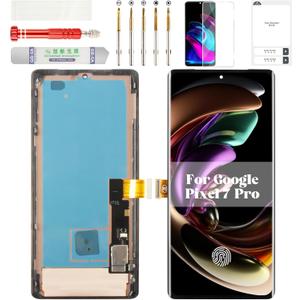OLED for Google Pixel 7 Pro Screen Replacement Display for Pixel 7 Pro GE2AE Screen for Google Pixel 7 Pro LCD Touch Screen Repair Digitizer with Frame GP4BC GFE4J Black (with Fingerprint Function)